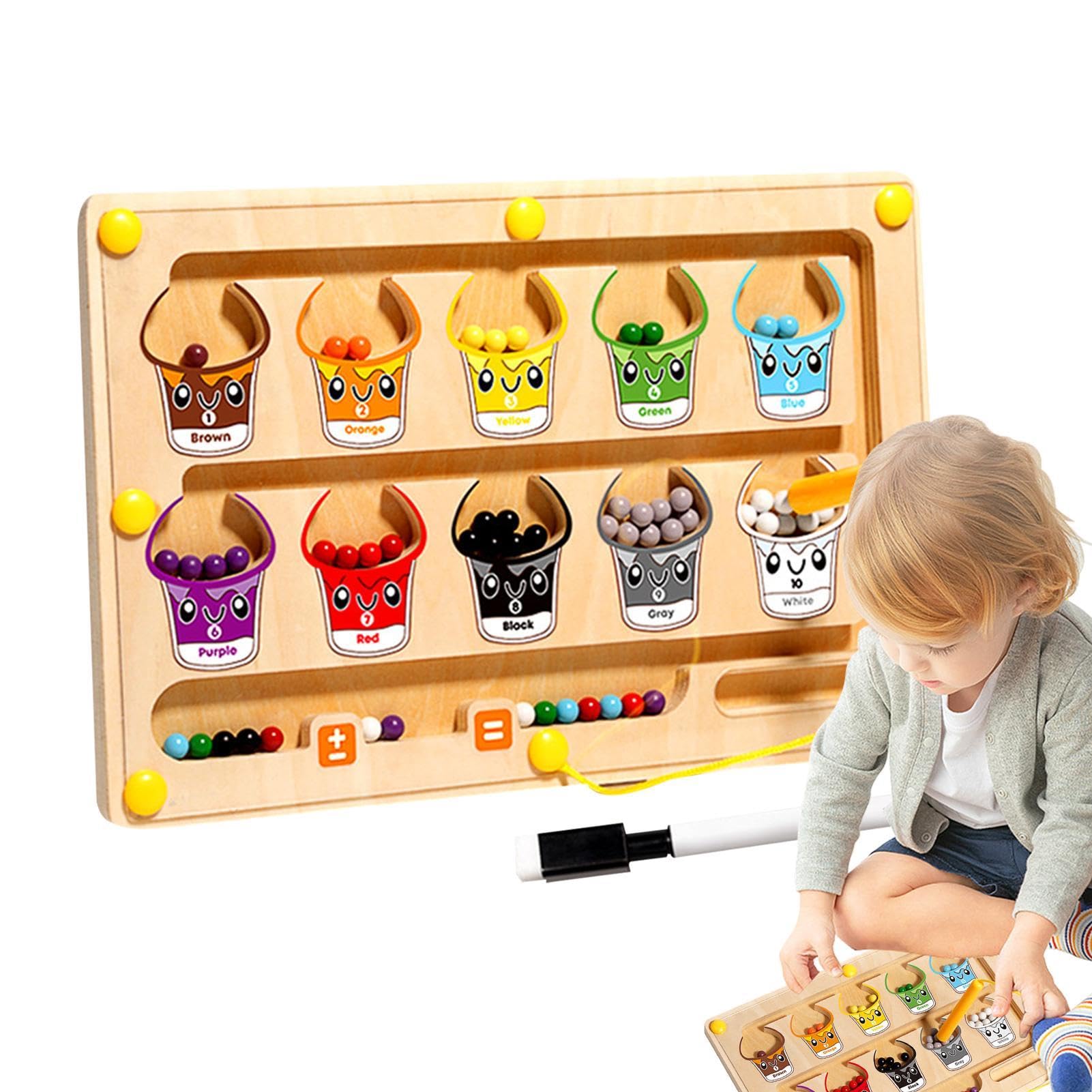 Laberinto magnético, laberinto magnético de colores y conteo, tabla de de conteo de madera Aprendizaje educativo de habilidades motoras magnético Juguetes