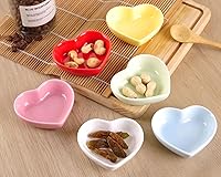 Vista 4 de WHJY Cuenco de Cerámica en Forma de Corazón Rojo de Amor, Cuenco de Platos Laterales de Porcelana Contemporánea, Platos Laterales de Condimentos