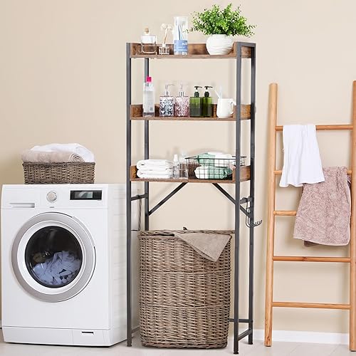 Almacenamiento sobre el inodoro, estante organizador de baño de 3 niveles, organizador de baño, ahorro de espacio independiente con soporte de papel