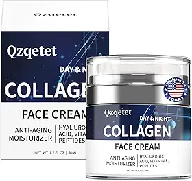 QZQETET Creme De Colágeno Para O Rosto, Hidratante Facial Antienvelhecimento Com Retinol E Ácido Hialurônico, Loção Diária, Pescoço Colo, Reduzir Rugas, Mulheres Homens