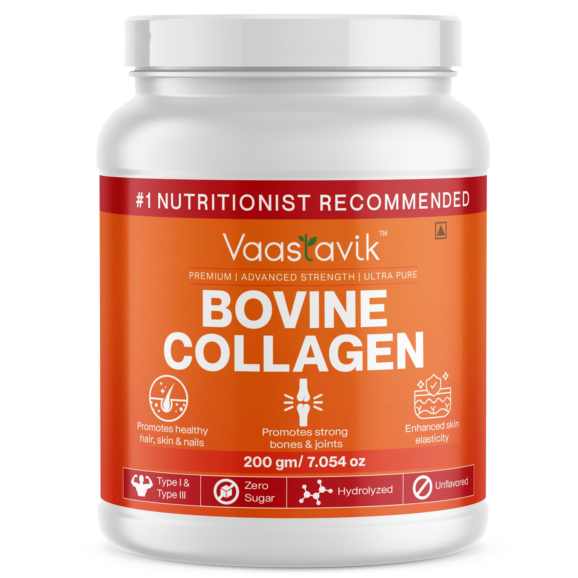 Hydrosized Collagen Peptide Type 1 & Type 3 Grass Fed 200 gm Unflavored (Bovine Collagen)