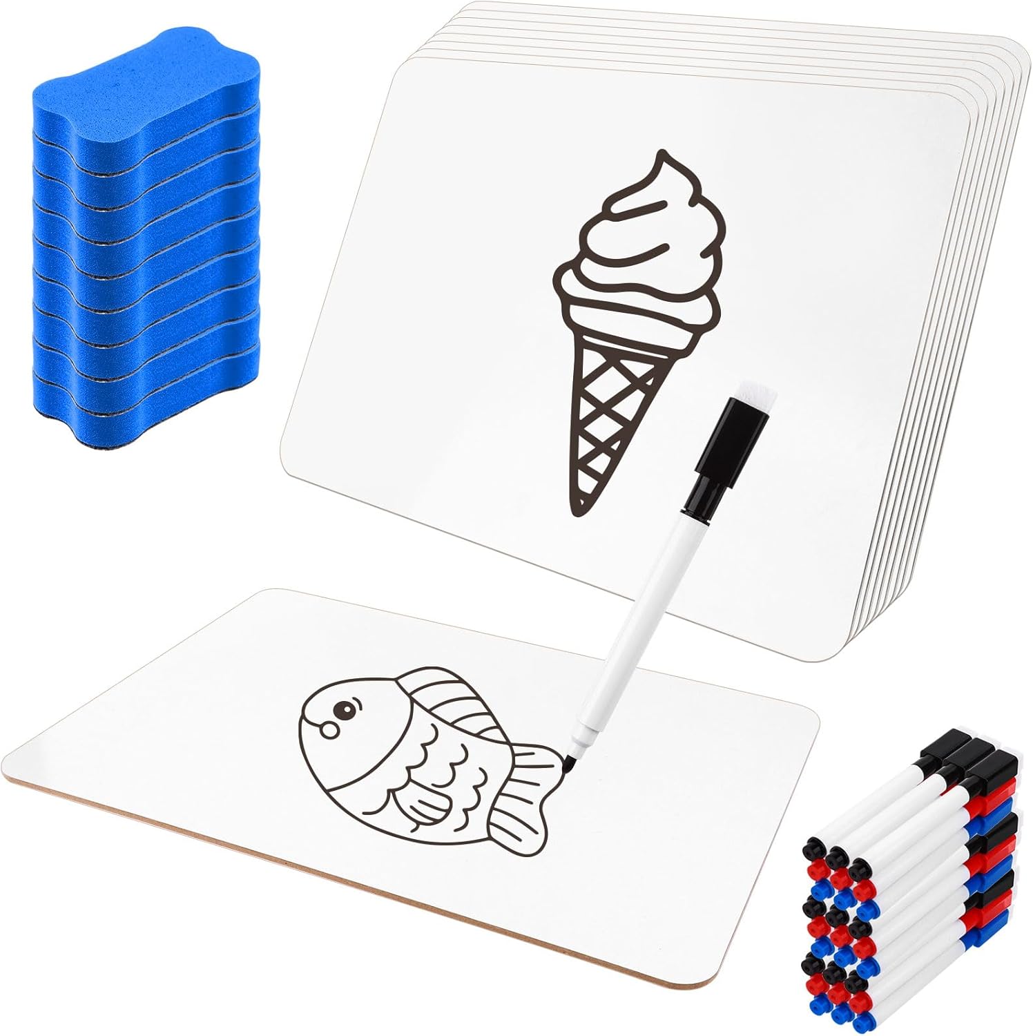 9 Pack Small White Boards Double Sided Dry Erase LapBoards 12.5 x 9