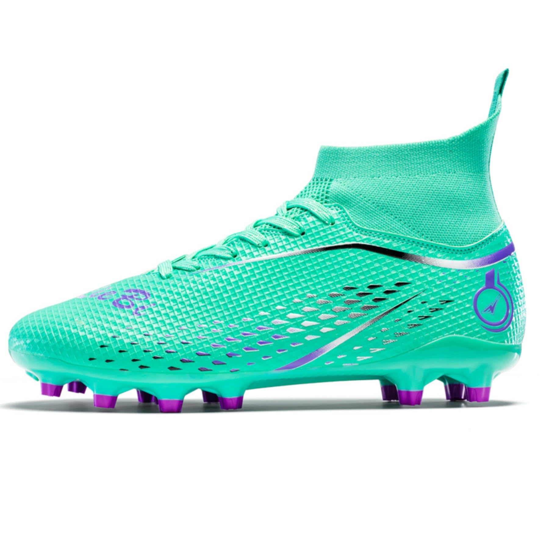 Chaussures de Football pour Hommes High Top Spikes Chaussures de Football d'entraînement extérieur pour Jeunes Chaussures de Sport athlétiques Professionnelles Turf Trainers
