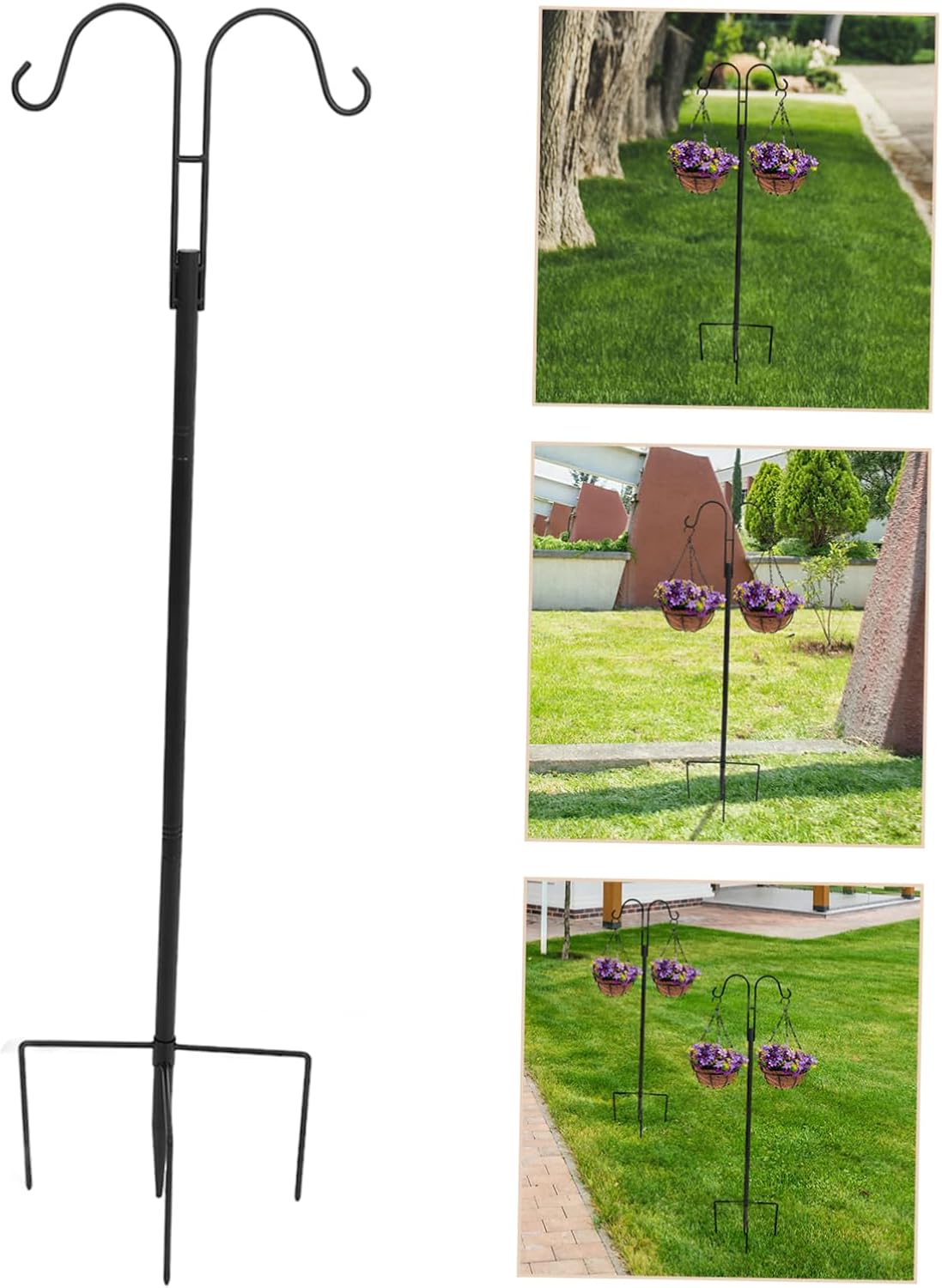 Outdoor Cast Iron Shepherd Hooks Tall Bird Feeder Pole Garden Plant Hanging Hooks for Camping Hiking