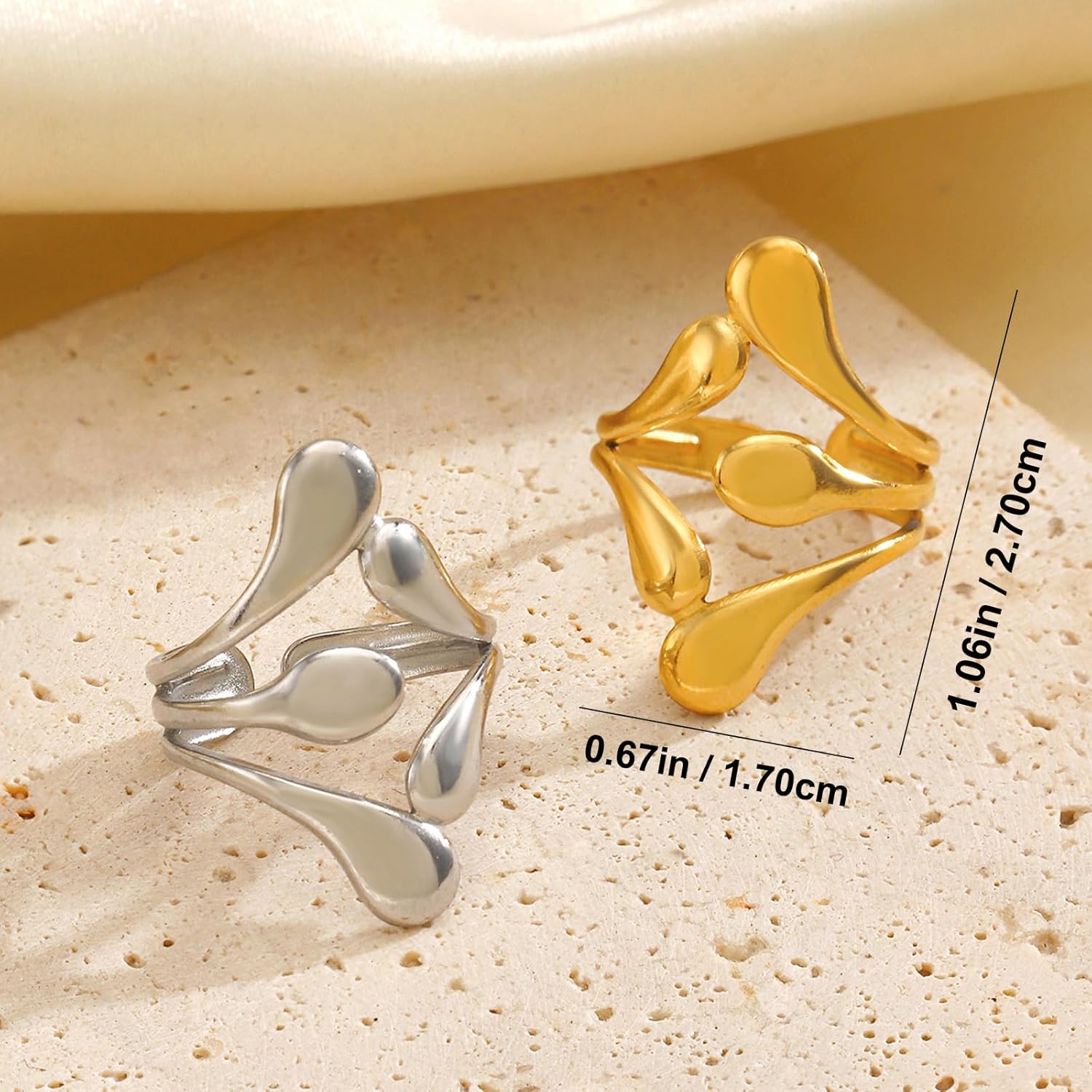 Irregular Adjustable Ring for Women Open Stackable Stainless Steel Ring Minimalist Statement Jewelry Dainty Boho Ring for Minimalist Style - Image 4