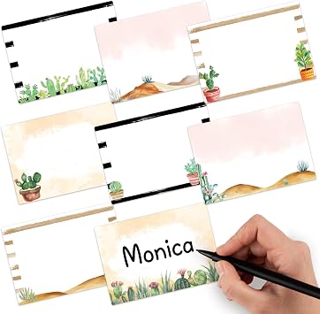240 Pcs Cactus Self Adhesive Name Tags Sticker for Kids Name Labels for School Greenery Nametags Labels for Classroom Cubbies Clothes