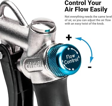 Capri Tools 2-Way Air Blow Gun Kit with Nozzles and Rubber Tips, 8-Piece