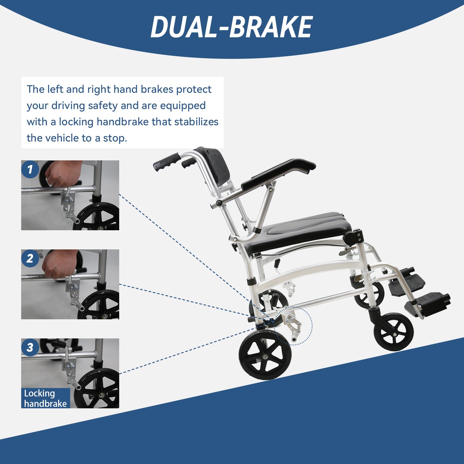 4-in-1 Shower Wheelchair, 270lbs, Foldable and Portable Shower Chair with Wheels, Drop Arms, Waterproof Rustproof Aluminum Frame