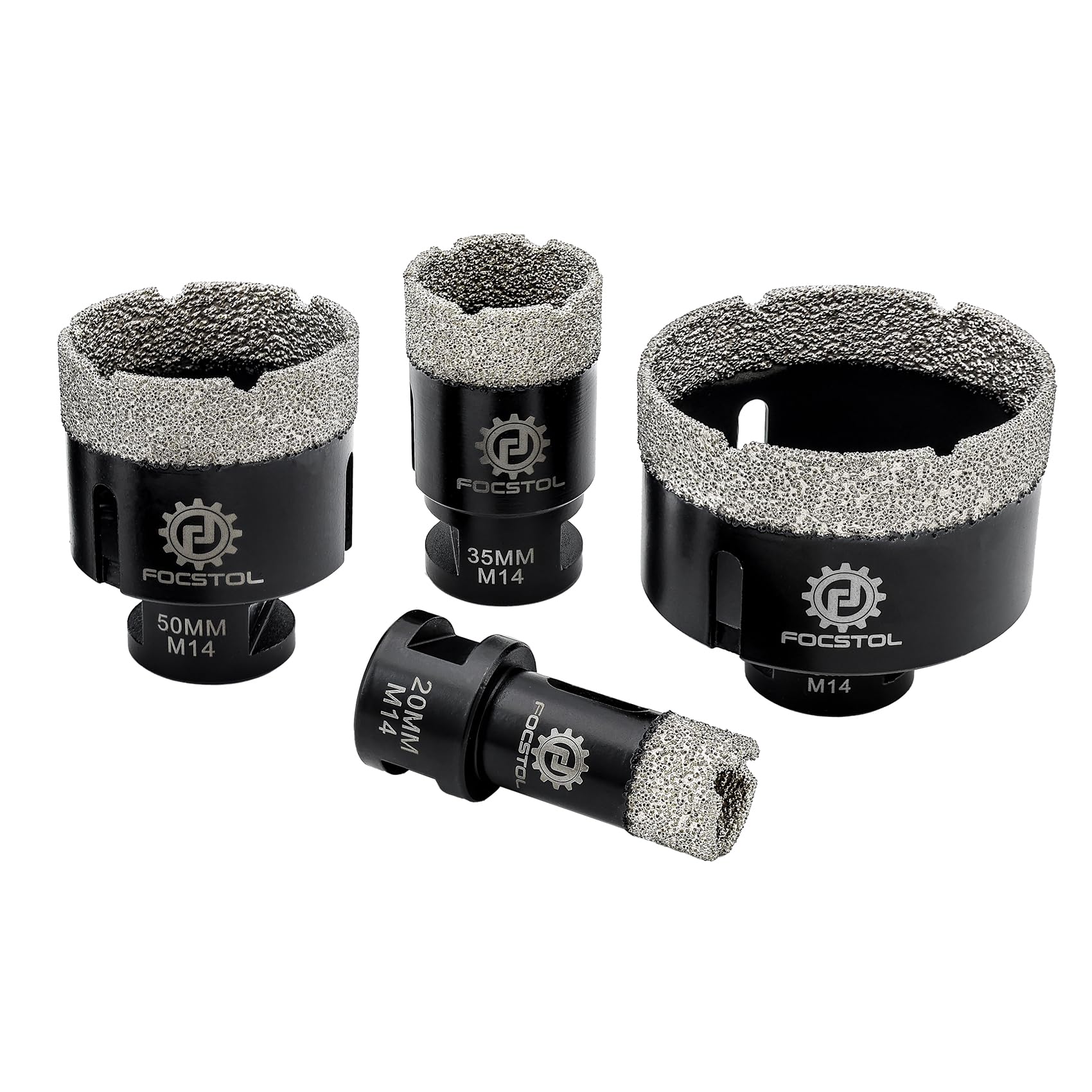 FOCSTOL Diamond Drill Bit Set, Tile Hole Cutter Set 4pcs (20/35/50/68mm)