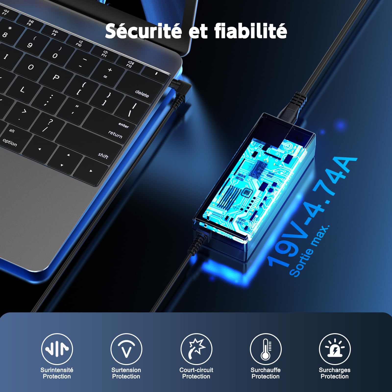 Chargeur Neuf Pour PC Portable Toshiba Qosmio G50-123 - Marque Visiodirect - Garantie 1 An - Tension à Vérifier