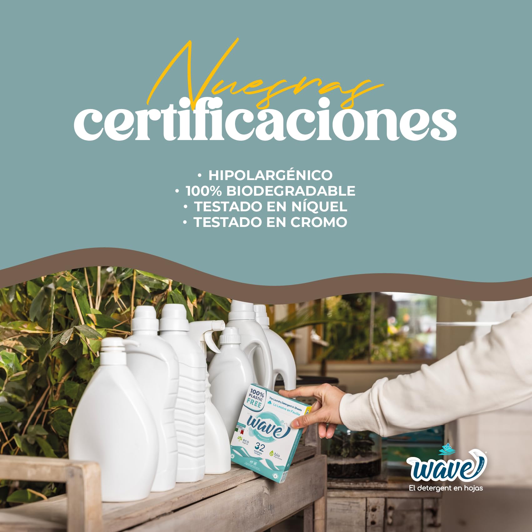 Wave Washing Classic – El Detergente en Hojas – 100% LIBRE DE PLÁSTICO – Multipack XL - 208 lavados – Ecológico – Biodegradable – Compostable