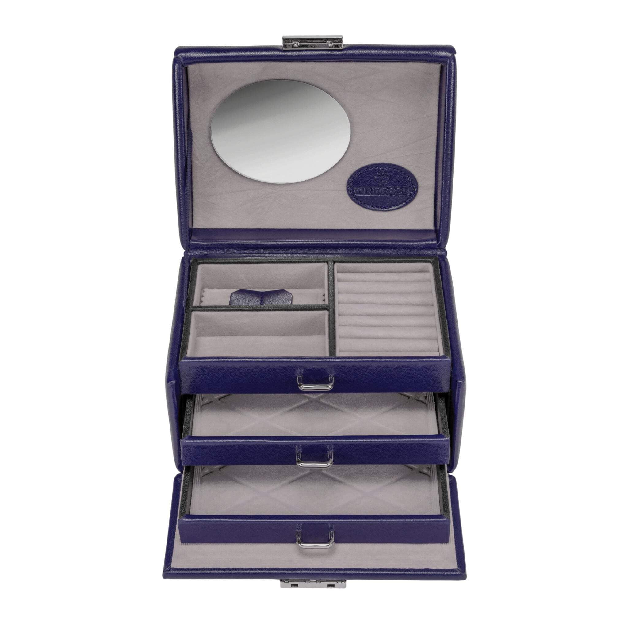 Windrose boîte à bijoux Merino Moda Jewelry Box Dark Blue bleu marine