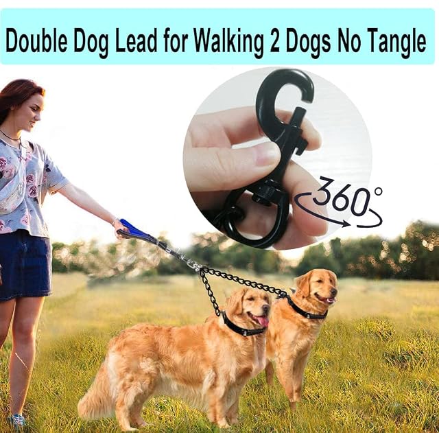Foto 4 de 7 de Correa para Perros Correa Doble para 2 Perros, Correas Dobles para Perros Correa de Metal