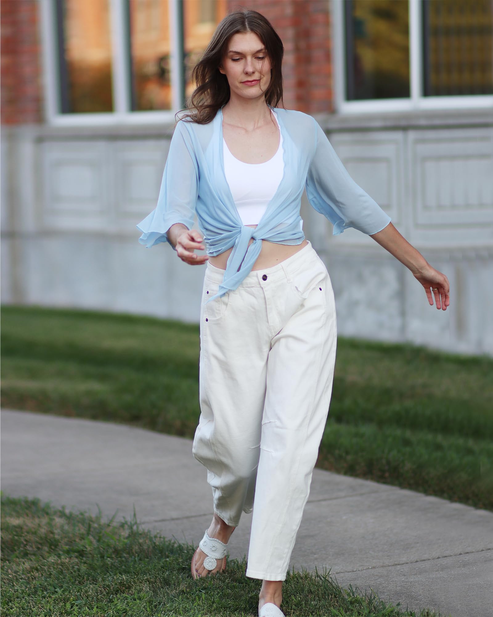 Utyful Jean barrel pour femme, coupe baggy tendance, taille haute, style décontracté et vieilli, extensible, pantalon en denim ample avec poches