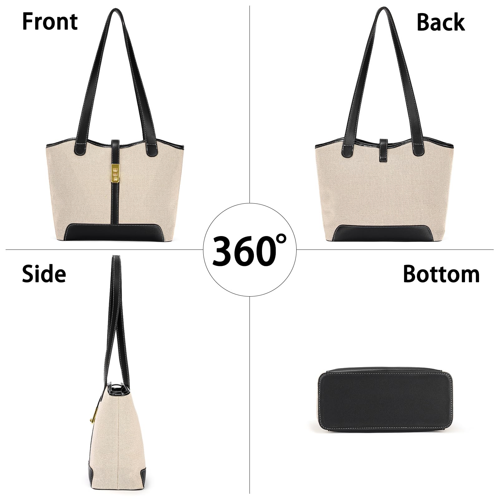 SENDEFN Sac Cabas Femme Sacs a Main Simple Grande Capacité, Sac Ordinateur Femme Portable avec Fermeture éclair et Poche Intérieure pour le Travail, l'école, le Shopping
