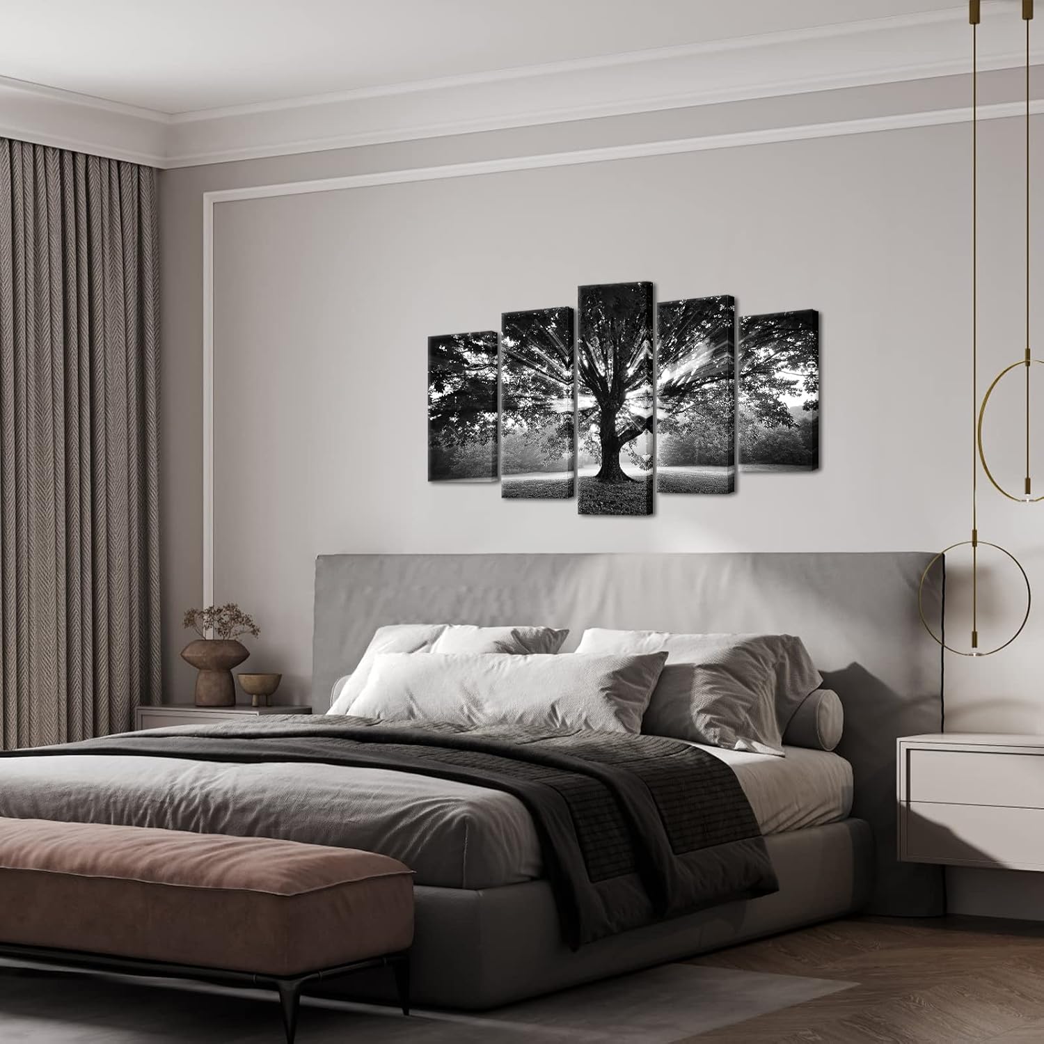 Saypeacher Tree Wall Art Black and White Wall Decor Nature Landscape Artwork for Home Living Room Bedroom 5PCS