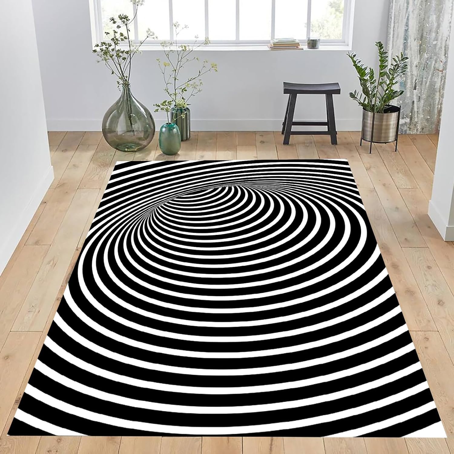 Tappeto Con Illusione Ottica 3D Per Soggiorno, Strisce Di Trama Geometrica Astratta Tappeto Con Motivo Stampato,Tappetino Per Decorazioni Per La Casa,Tappetino Antiscivolo,Zerbino Lavabil -56500648917