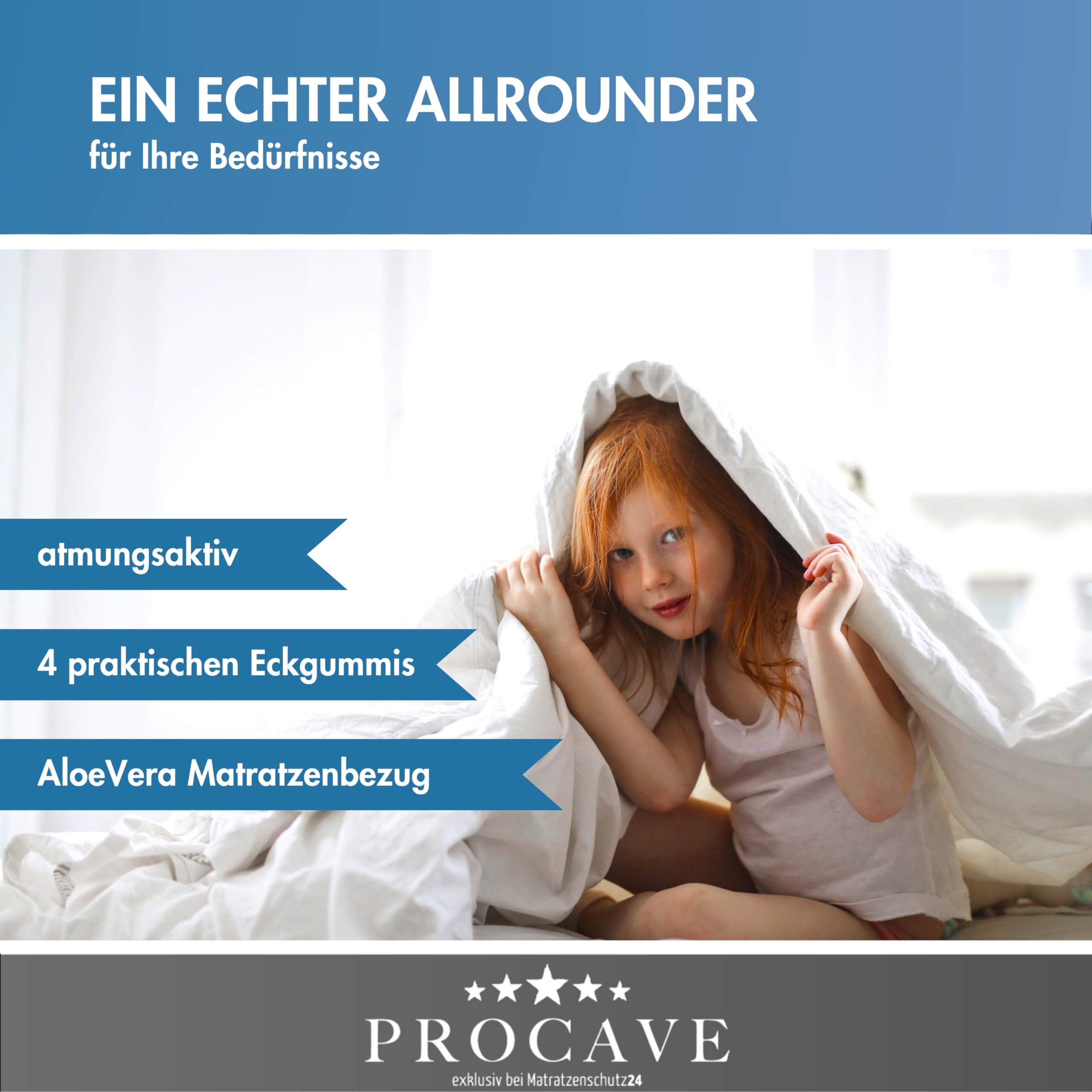 PROCAVE 1810-1811-1812 Protège-Matelas surpiqué, AloeVera, Weiß, 140x200 cm