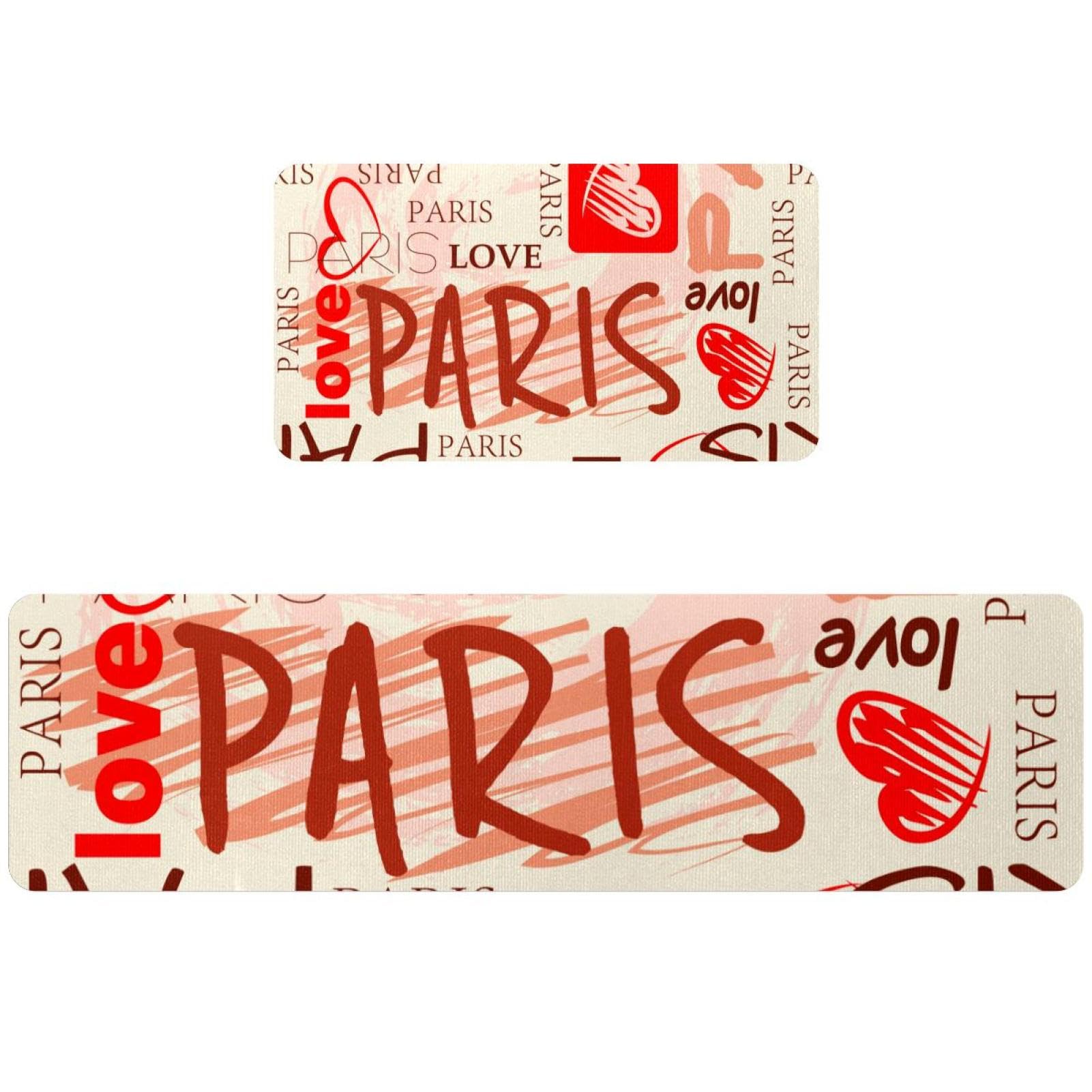 Alfombrillas de cocina lavables y absorbentes Paris con base antideslizante segura, pack de 2