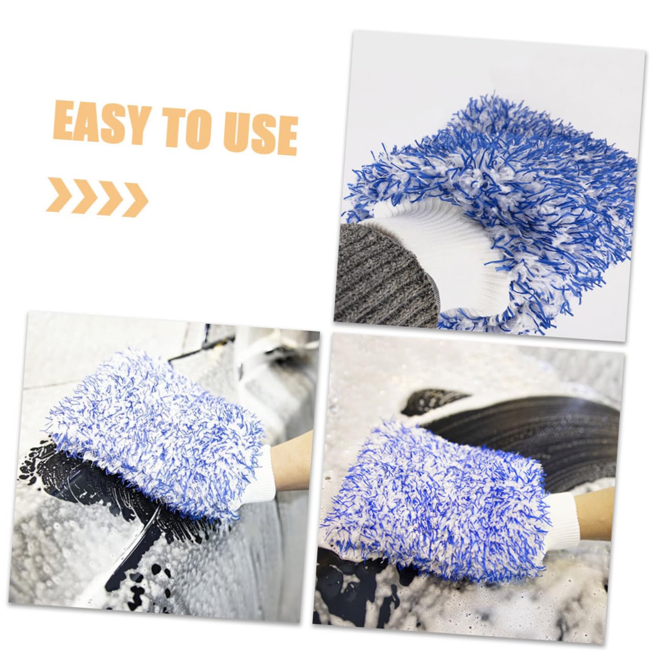 MAGICLULU 5 Piezas Guante de Lavado de Autos de Microfibra Doble Cara Herramienta de Limpieza Automotriz Guante y Absorbente para Cuidado del Vehículo para Limpieza de Ventanas y