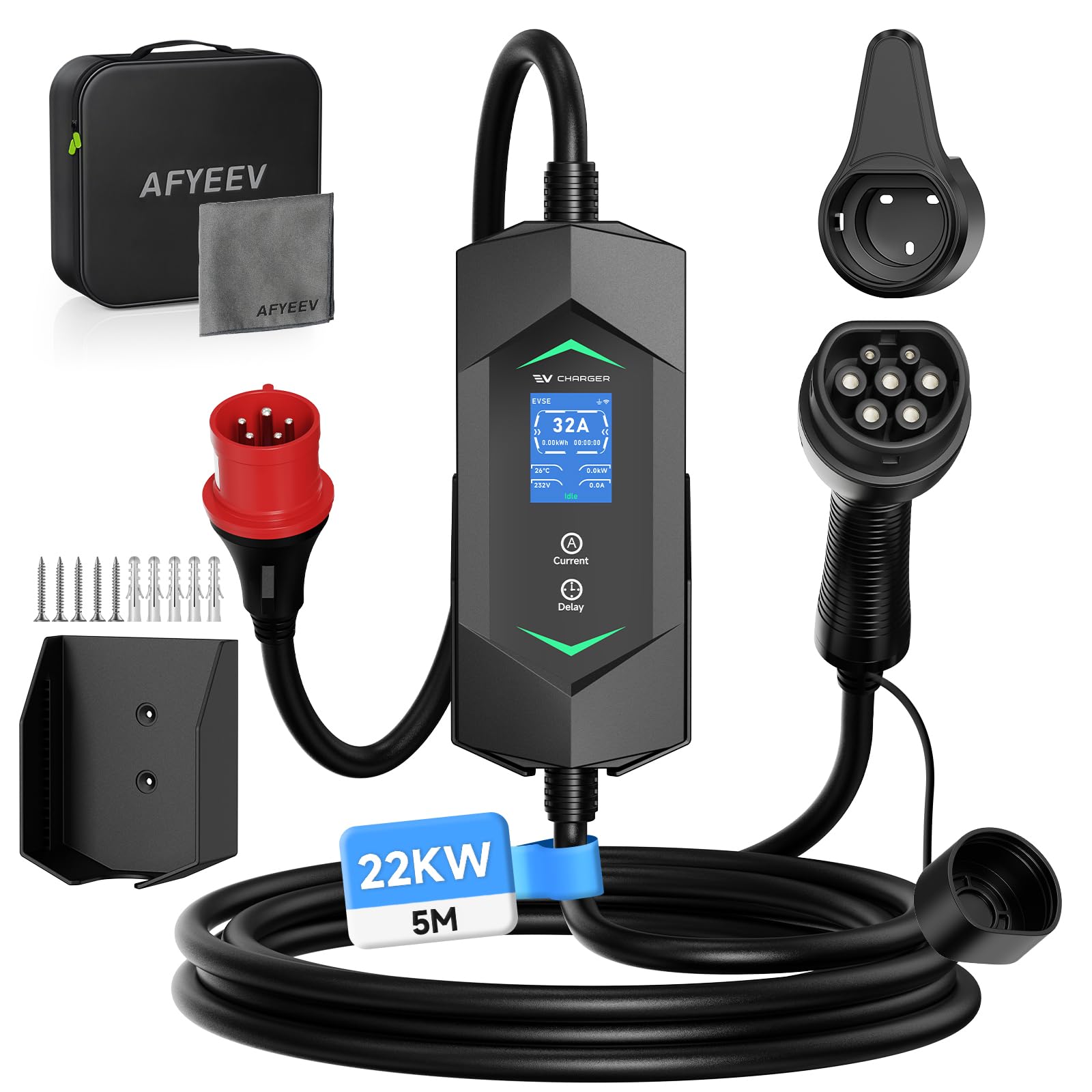 Mobile Wallbox/Ladestation 22kW [3-phasig|5m|6-32A]