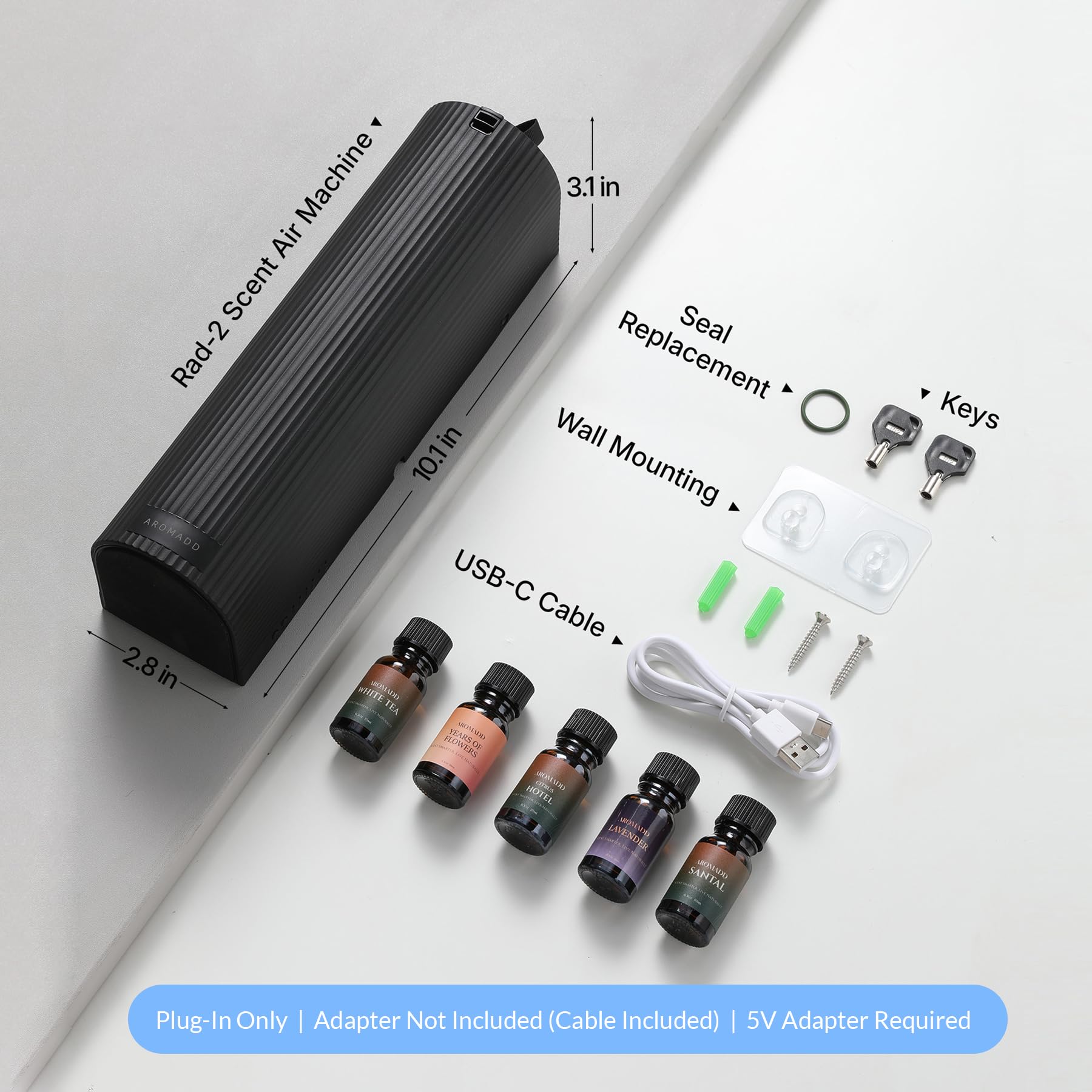 Aromadd Kit de iniciación de difusor de aroma, difusor de aceite esencial sin agua para el hogar, máquina de aire de aroma de cobertura de 1500 pies cuadrados, difusor inteligente de colección de
