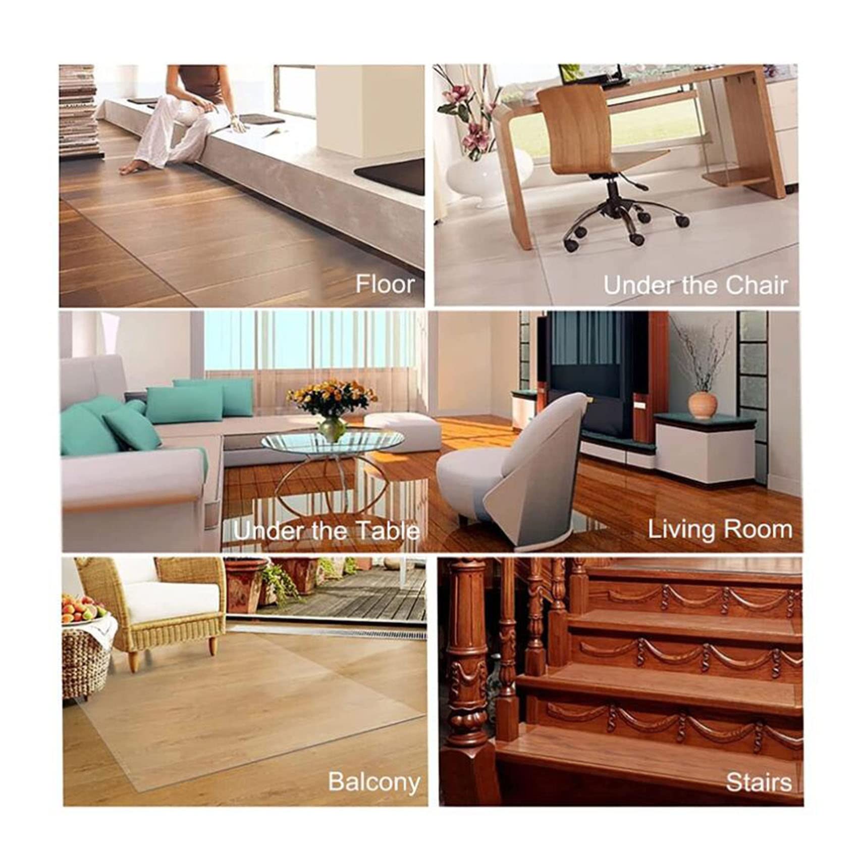 Tappeto Salvapavimento Trasparente, 1.5mm Protezione Parquet Pavimenti Duri Resistente Antiscivolo AntiGraffio Misura A Scelta Salva Parquet Tappetino,80/100/120/140cm di larghezza(120x400cm(4f