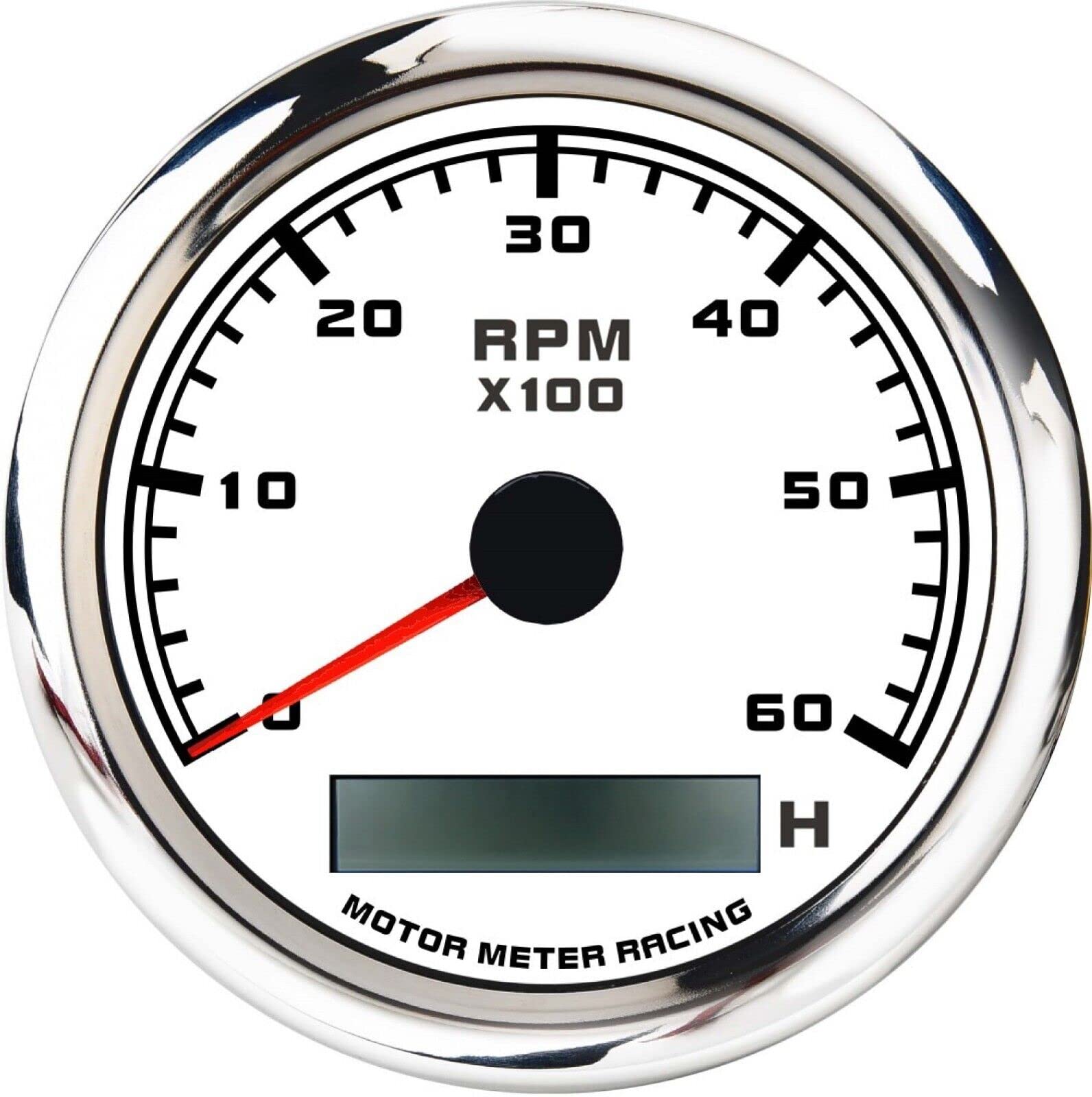 MOTOR METER RACING W Pro Series 85mm 3-3/8" Tachometer 6000 RPM Gasoline Diesel Engine with Hour Meter White Dial Red LED Waterproof for Car Truck Boat Yacht Motorcycle