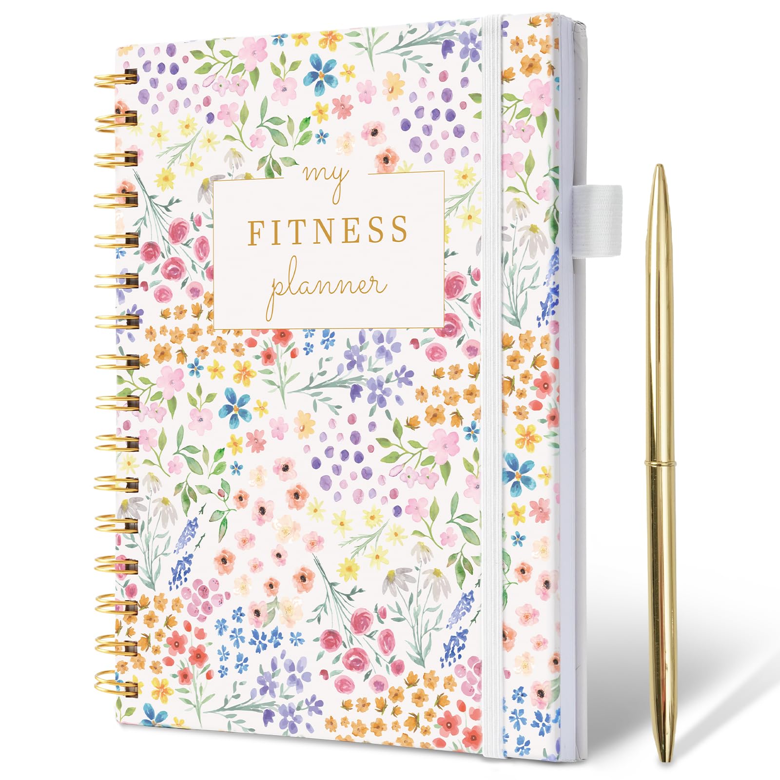 Fitness Planner for Women, Floral Pattern Hardcover Fitness Journal with Monthly Calendar, Workout Log Book for Training, Diet, Progress, Achieve Wellness Goals (8.3" x 6")-picture-26