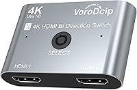 VoroDcip 2x1 HDMI Switch 4K@60Hz Bi-Directional Splitter for PS5, Xbox, Fire Stick, Roku, PC - Plug & Play