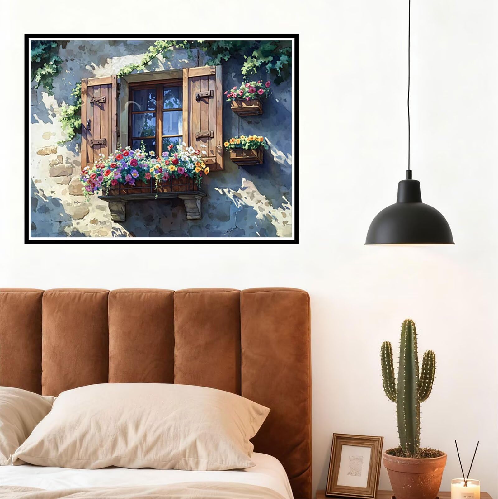 Blume Malen Nach Zahlen Erwachsene Fenster Malen Nach Zahlen Kinder ab 7, DIY Set Erwachsene Bastelsachen Kreativ Set für Kinder Geschenke für Männer, Weihnachten Halloween Deko 60x80cm H - 932