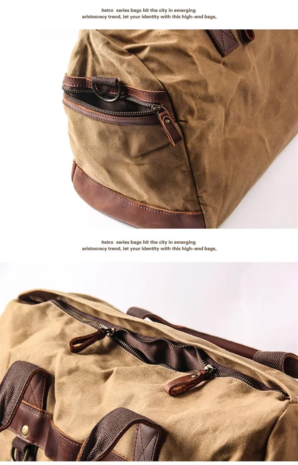 Reisetasche Wasserdichte gewachste Canvas-Leder-Herren-Reisetasche, Handgepäck-Tasche, Handgepäck, große Tragetasche, Vintage-Herren-Reisetasche, Wochenendtasche, große Übernachtungstasche(Green)