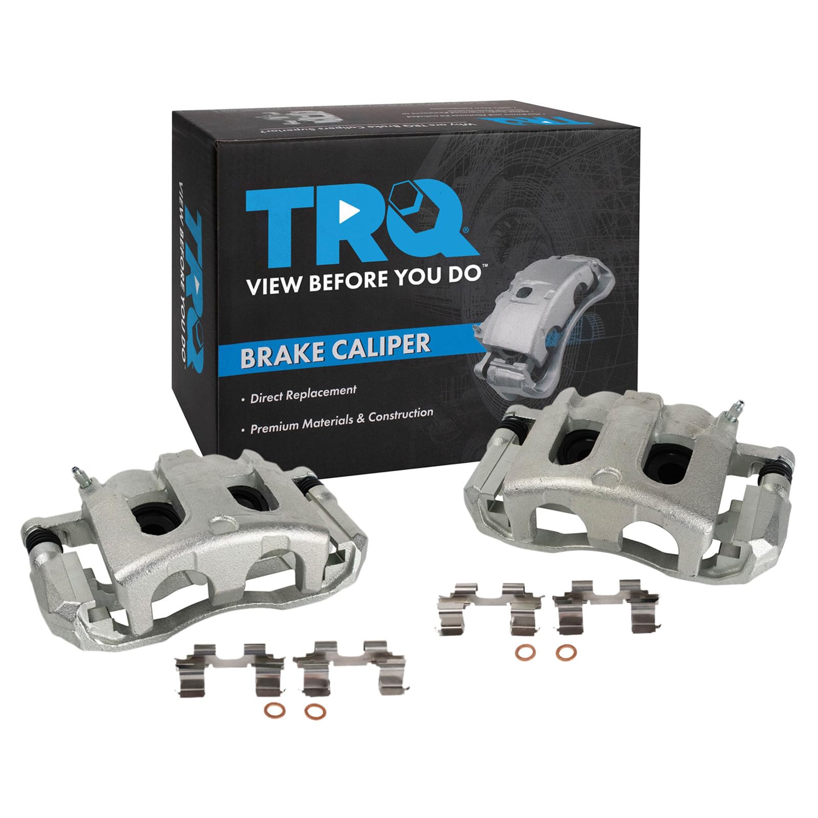TRQ Front Brake Caliper Set Zinc Coated Brackets Compatible with 2006-2010 Ford Explorer 2007-2010 Explorer Sport Trac 2006-2010 Mercury Mountaineer