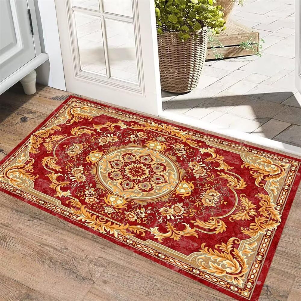 Tapis chambre ado garcon rouge 70x140 moquette intérieure salon pas cher floral