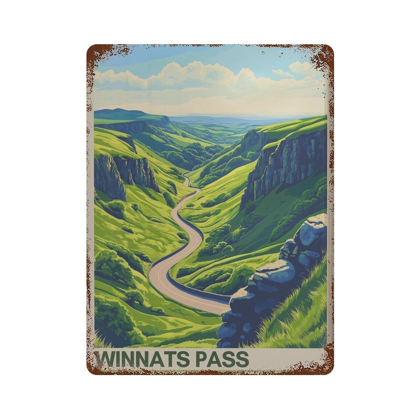 xiaoxiaoshen Winnats Pass Travel Peak District Wall Decor Art Metal Tin Poster Modern Home Decor Art Home Bar Shop Decorations Vintage Sign 40x30cm