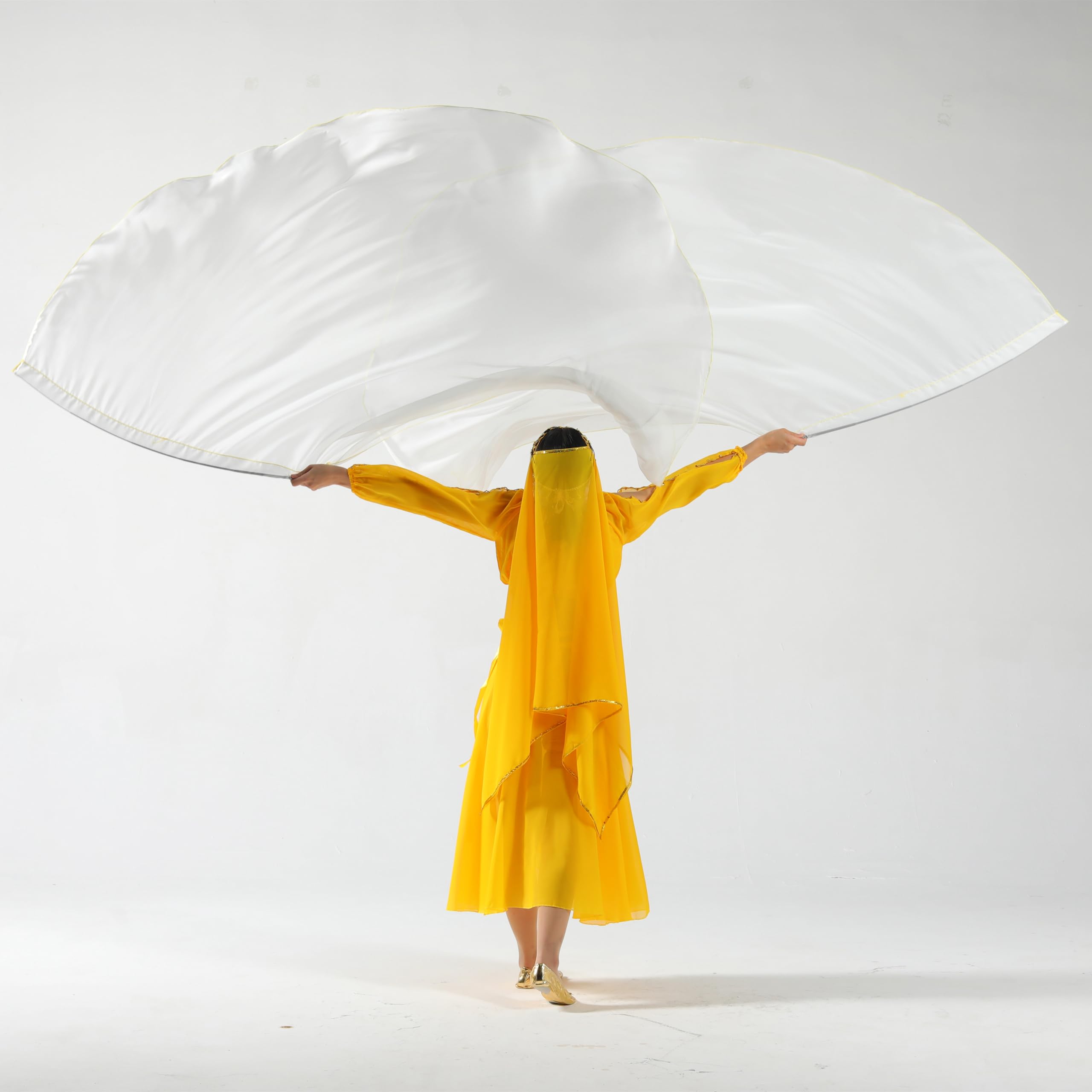 Baisdan 140 x 190 cm Bandiere di adorazione in chiffon con aste flessibile, bandiere di lode e danza di adorazione per la chiesa, adorazione profetica, danza di lode