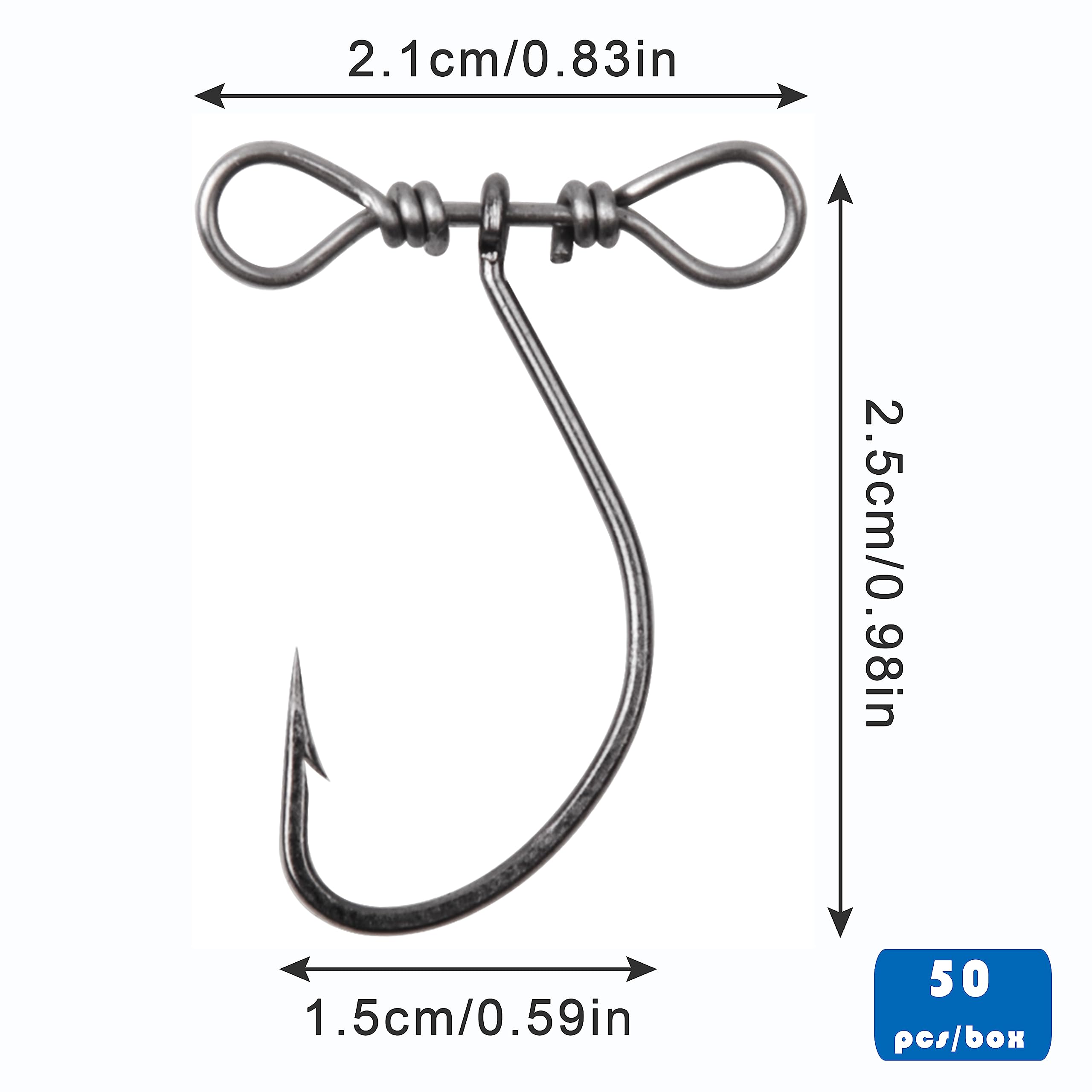Hameçons Offset 50 Pièces Set D'hameçons - Hameçons à Ver