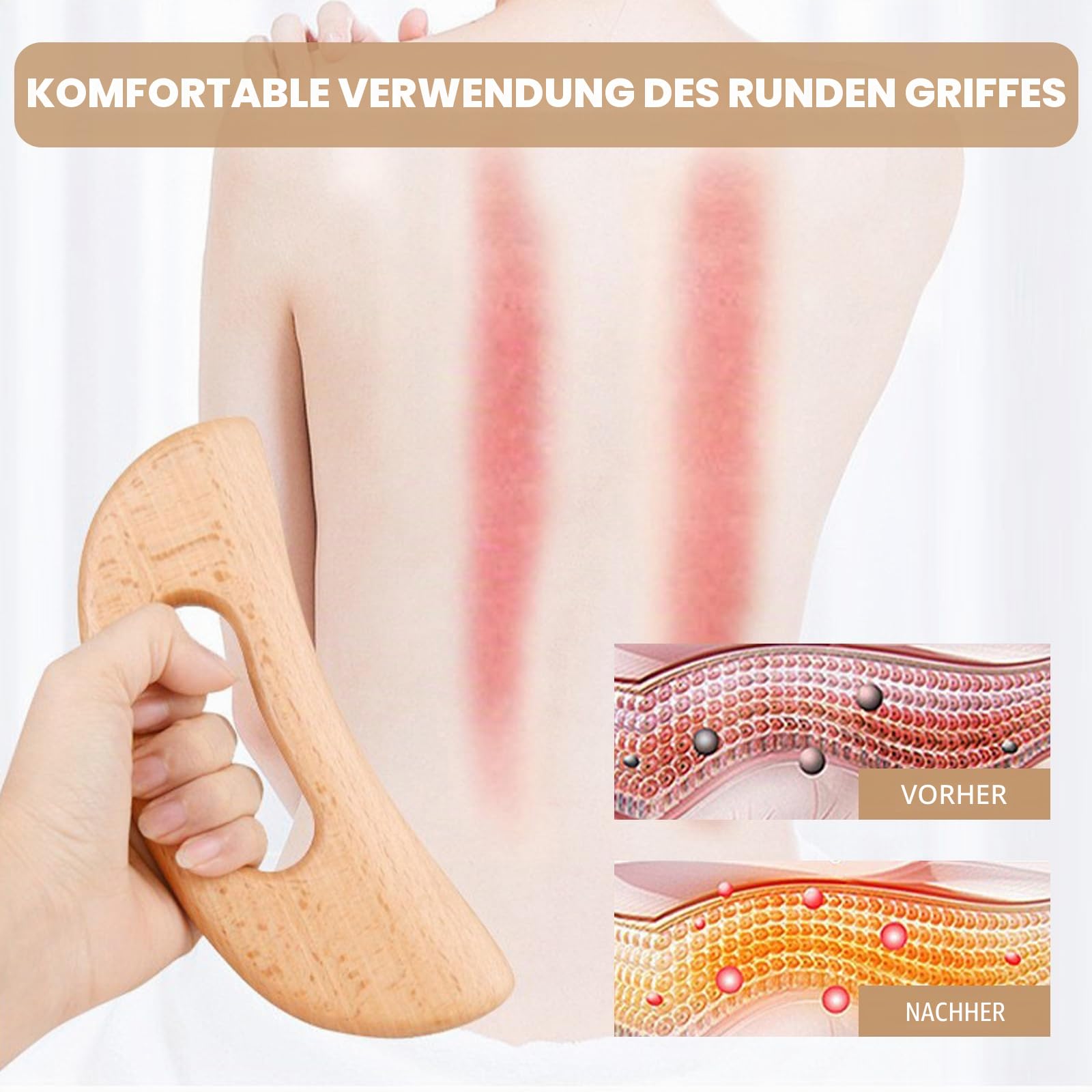 Gua Sha Lymphdrainage Massagegerät aus Holz für Große Körper für Frauen und Männer
