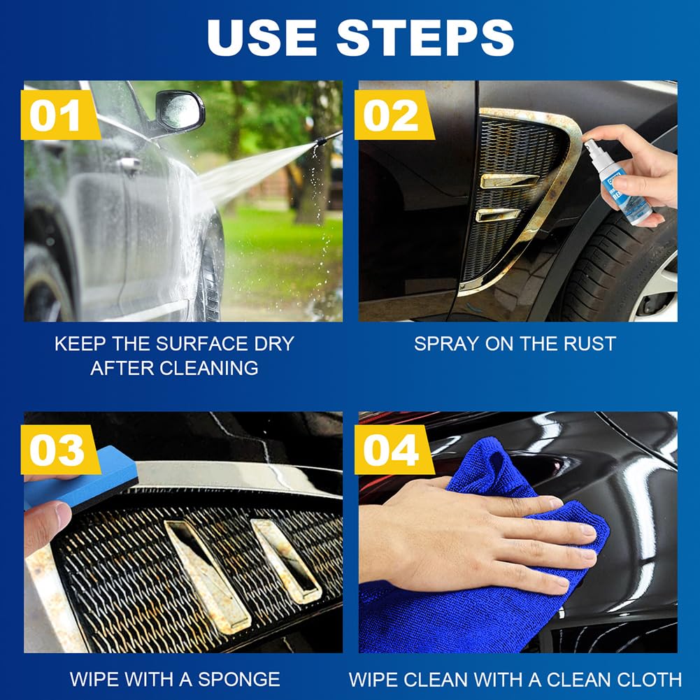 Camic OUHOE Iron Powder Remover, Car Rust Removal Spray per auto, Rust Inhibitor Derusting Spray, for Rust Removal of Various Metal Automobile (2p-30ml + 100ml)