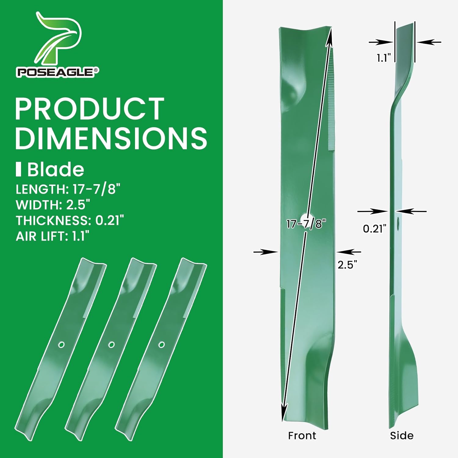 3 Pack 603995 Mower Blades with Blade Bolts for Hustler Raptor 52 inch, Hustler Super S 52 inch, Hustler X-ONE 52 inch, Dixie Chopper 50 inch Decks Replace 783753 795526 787721 30227-52X