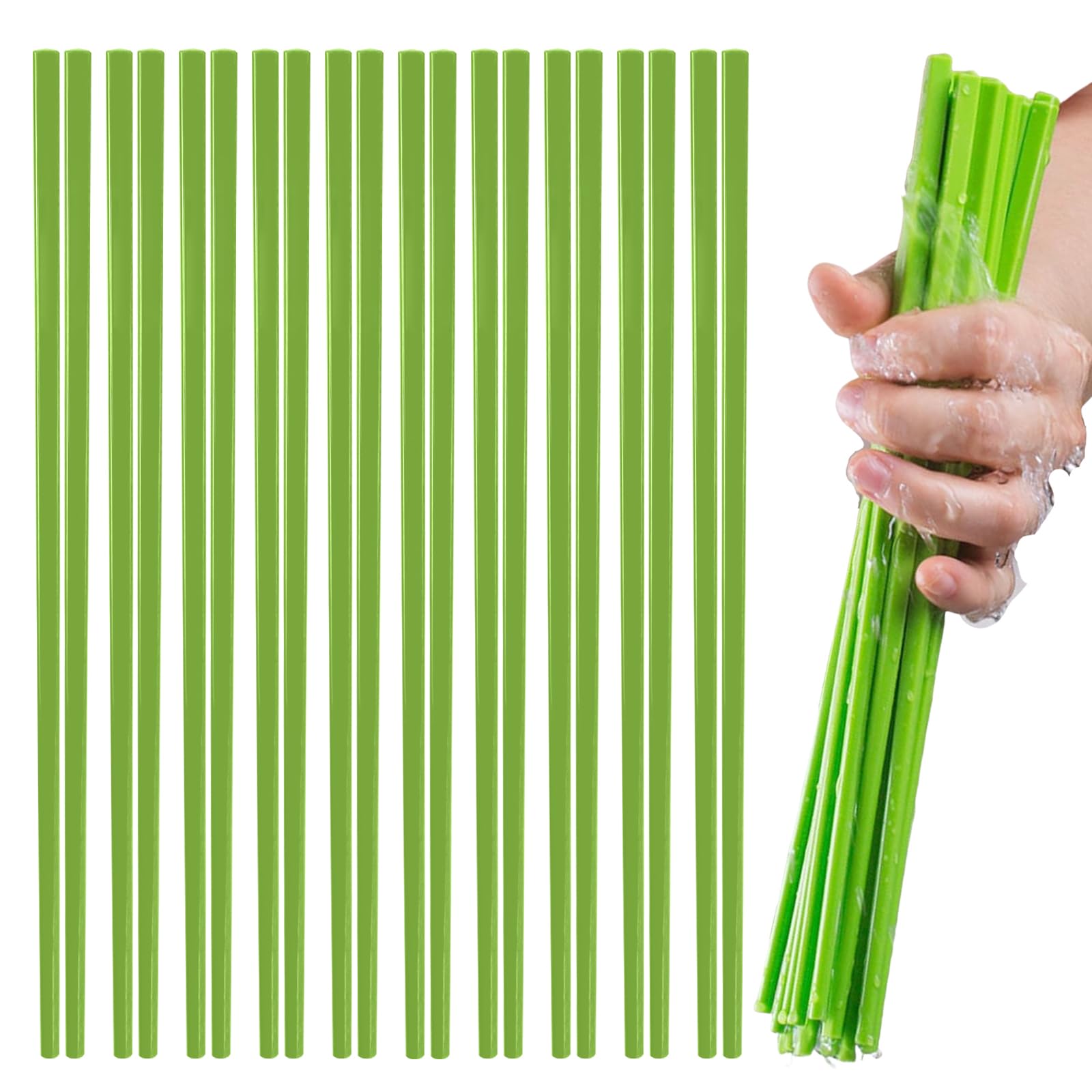 10 Pairs Reusable Melamine Chopstick Dishwasher Safe, Chinese Japanese Korean Long Chopsticks Gift Set for Cooking Restaurant Family Party, 10.63 inch/27 cm, Green