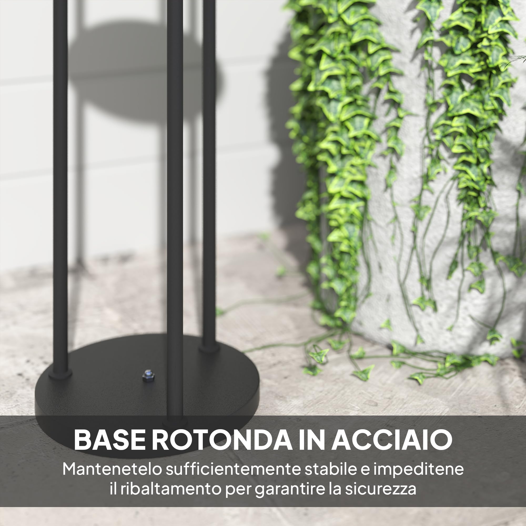 Outsunny Lampada da Terra Solare a 3 Luci Stile Boho con Base Rotonda e Ripiano Centrale, Lampada da Esterno Salotto in Rattan PE e Acciaio, IP44, per Camera da Letto Soggiorno, Nero e Giallo