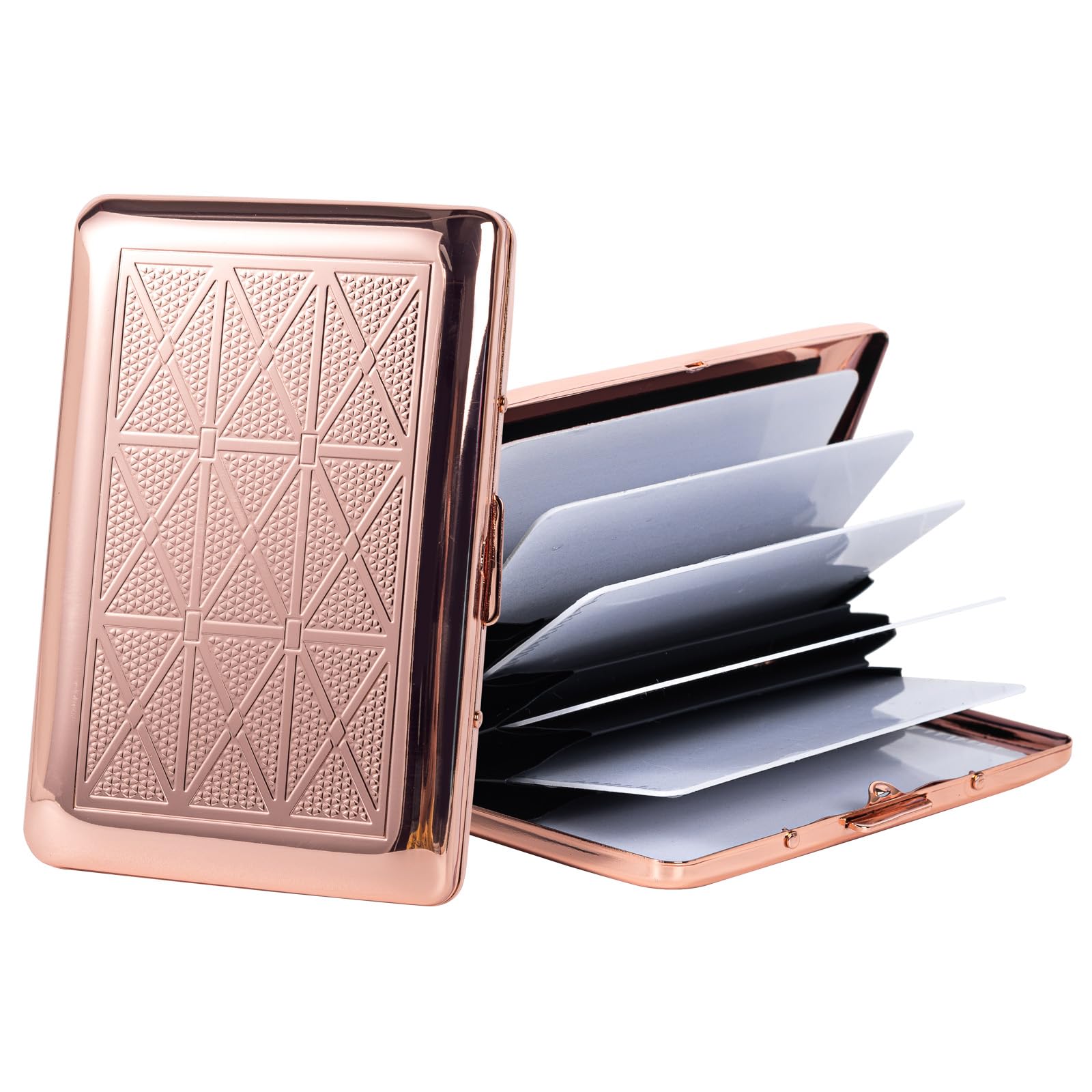 EYIDADAE RFID Credit Card Holder Protector Metal Credit Card Wallet Business Card Holder for Women and Men-Can Hold 5 Bank Cards (Rose Gold)