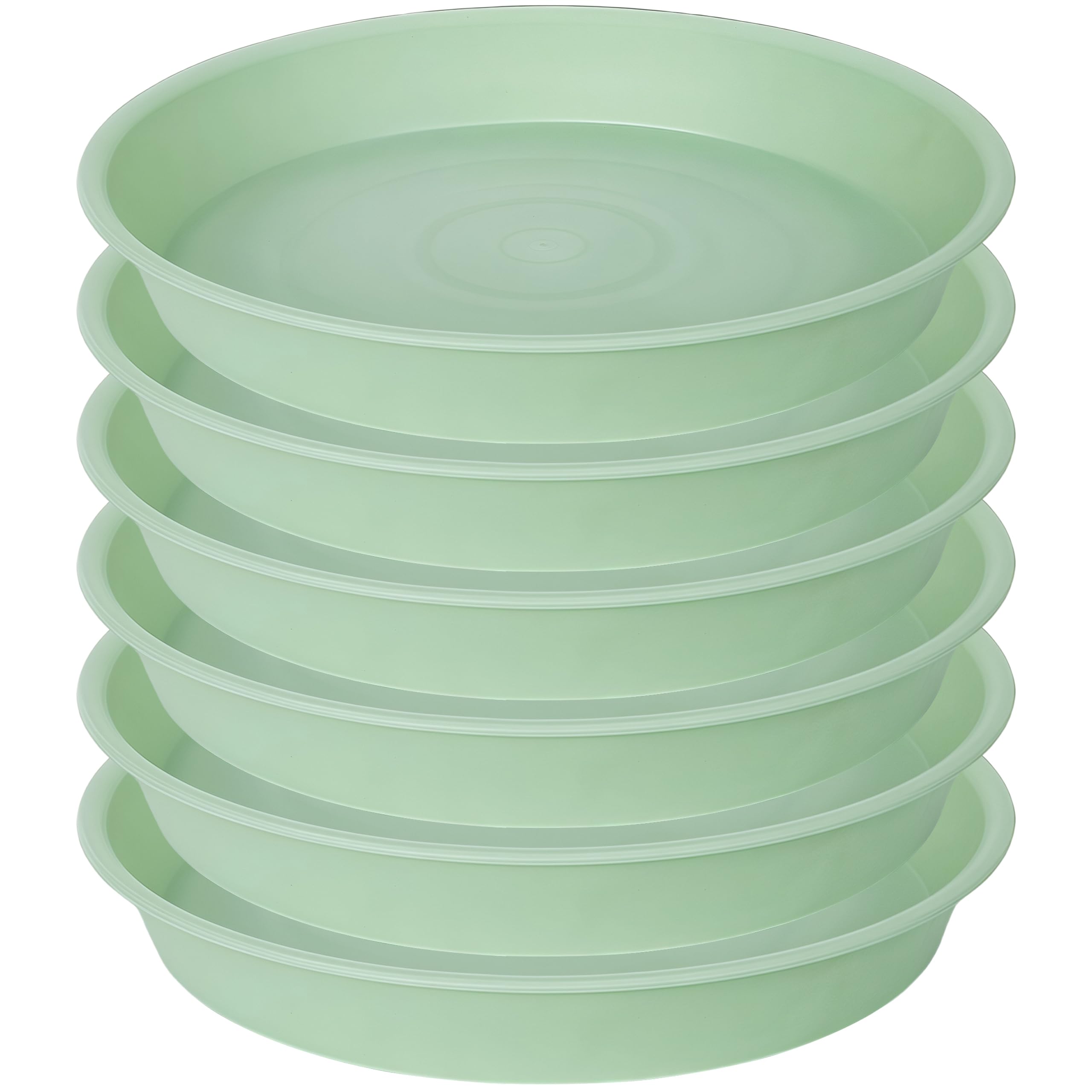 Bleuhome 6 Pack of 10 inch Plant Saucer Blue, Heavy Duty Plastic Plant Saucer 10 inch Round, Flower Plant Saucers for Indoors, Plant Trays for Planter 8"/9"/10" (10", Light Green)