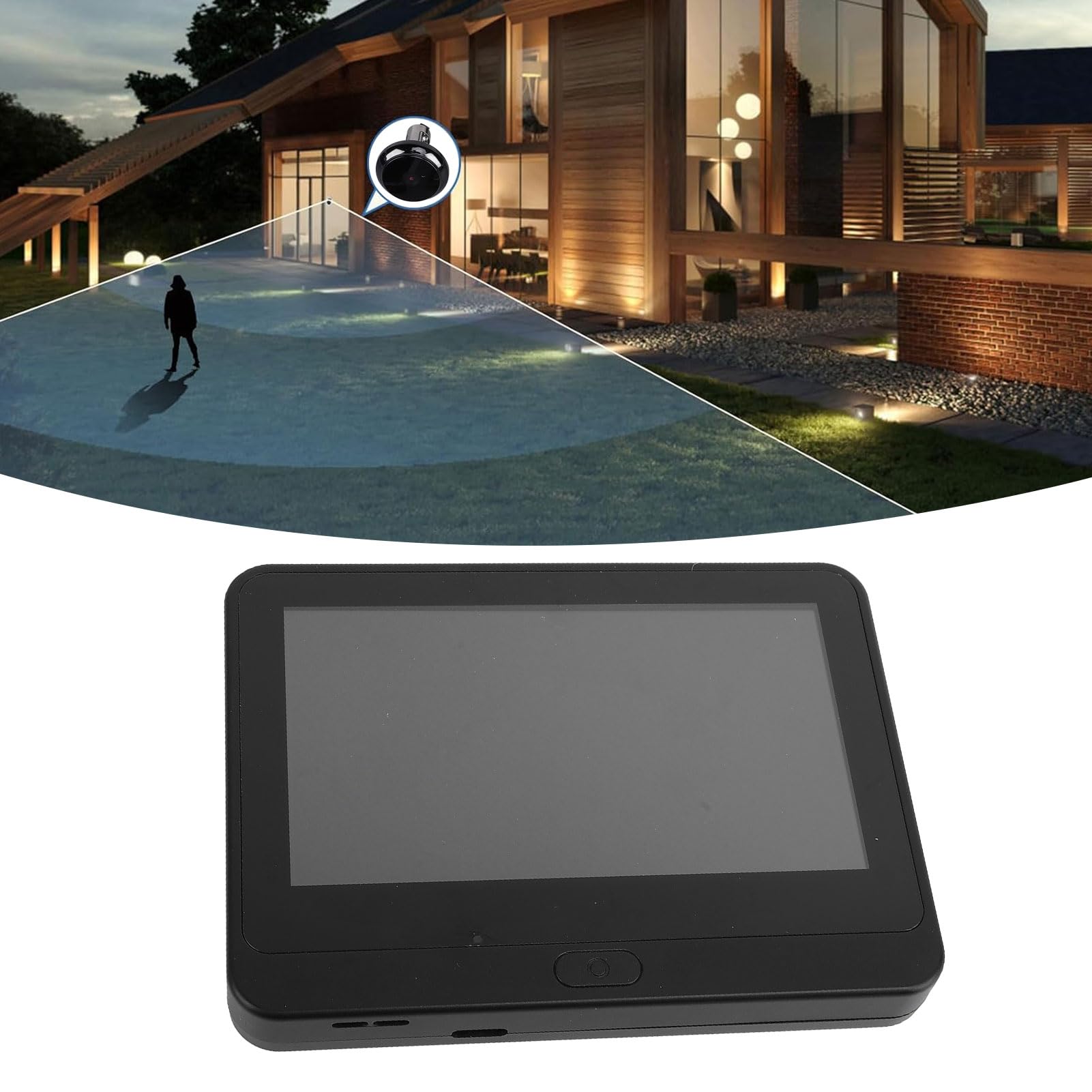 YWBL-WH Video-Türspion-Kamera, Nachtsicht, Video-Türspion, Elektronische Türspion-Türklingelkamera, 1080P HD, Kabelloser Monitor, Türspion mit 4,3-Zoll-TFT-LCD-Bildschirm (BLACK)