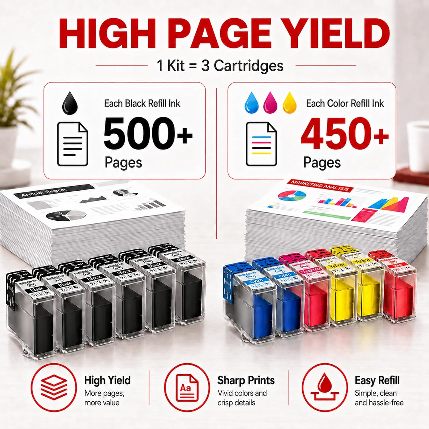 PG-295XL CL-286XL Ink Refill Kit for Canon PG-295 CL-286 PG-295XL CL-286XL Ink Cartridges Compatible for 295XL 286XL Compatible with TS4320 TS6520 TR7120 Printer Ink (12-Pack, 6BK/2C/2M/2Y)