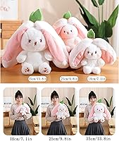 Vista 4 de Easter Bunny Stuffed Animal Rabbit Plushie Funny Hide and Seek Bunny Carrot Strawberry Plush Floppy Ear Rabbits with Zipper Cute Bunnies Toy Decor