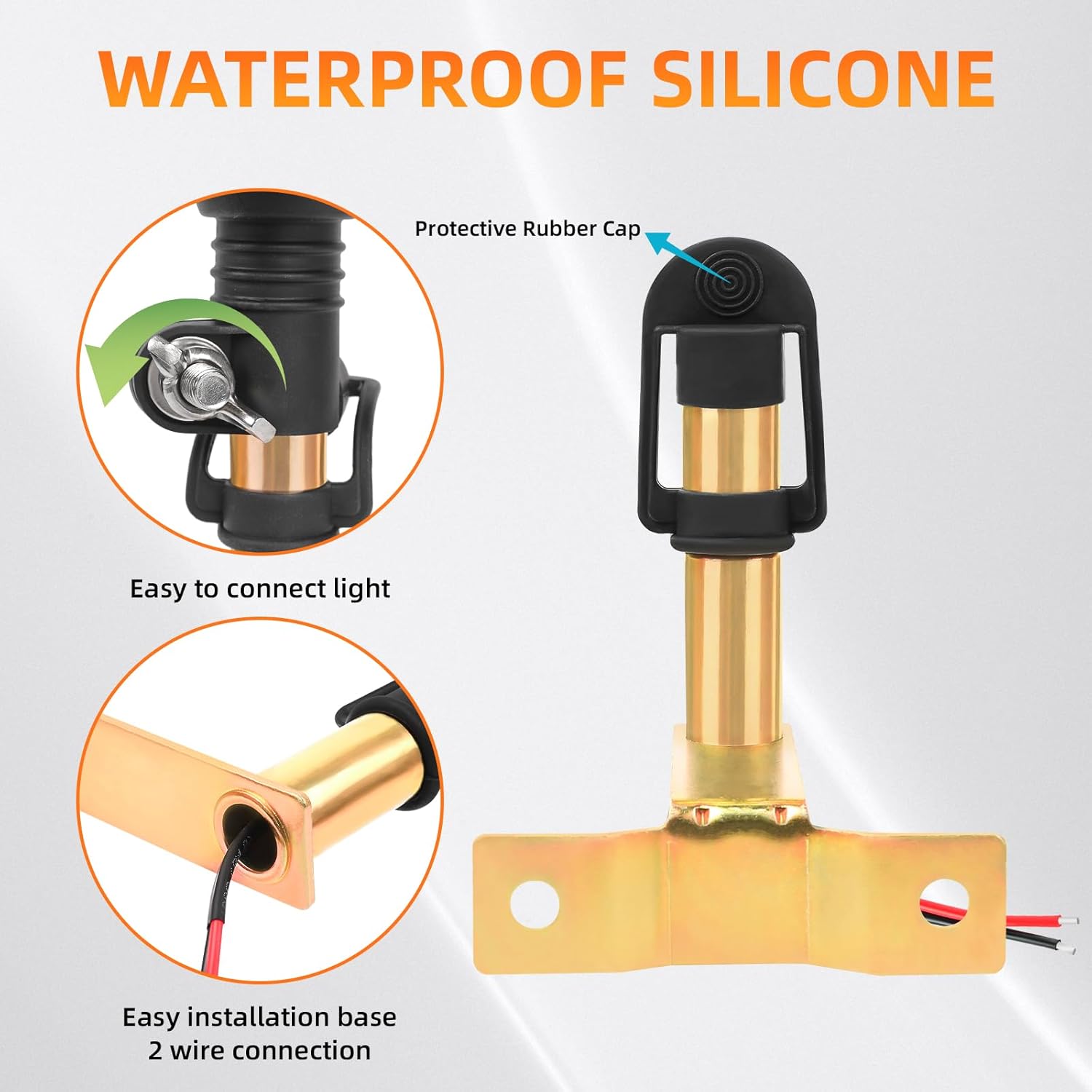 Tractor Beacon Light Bracket, Metal Mount with Wire for Forklift Truck Flashing Rotating Warning Light - L Shape 1Pcs