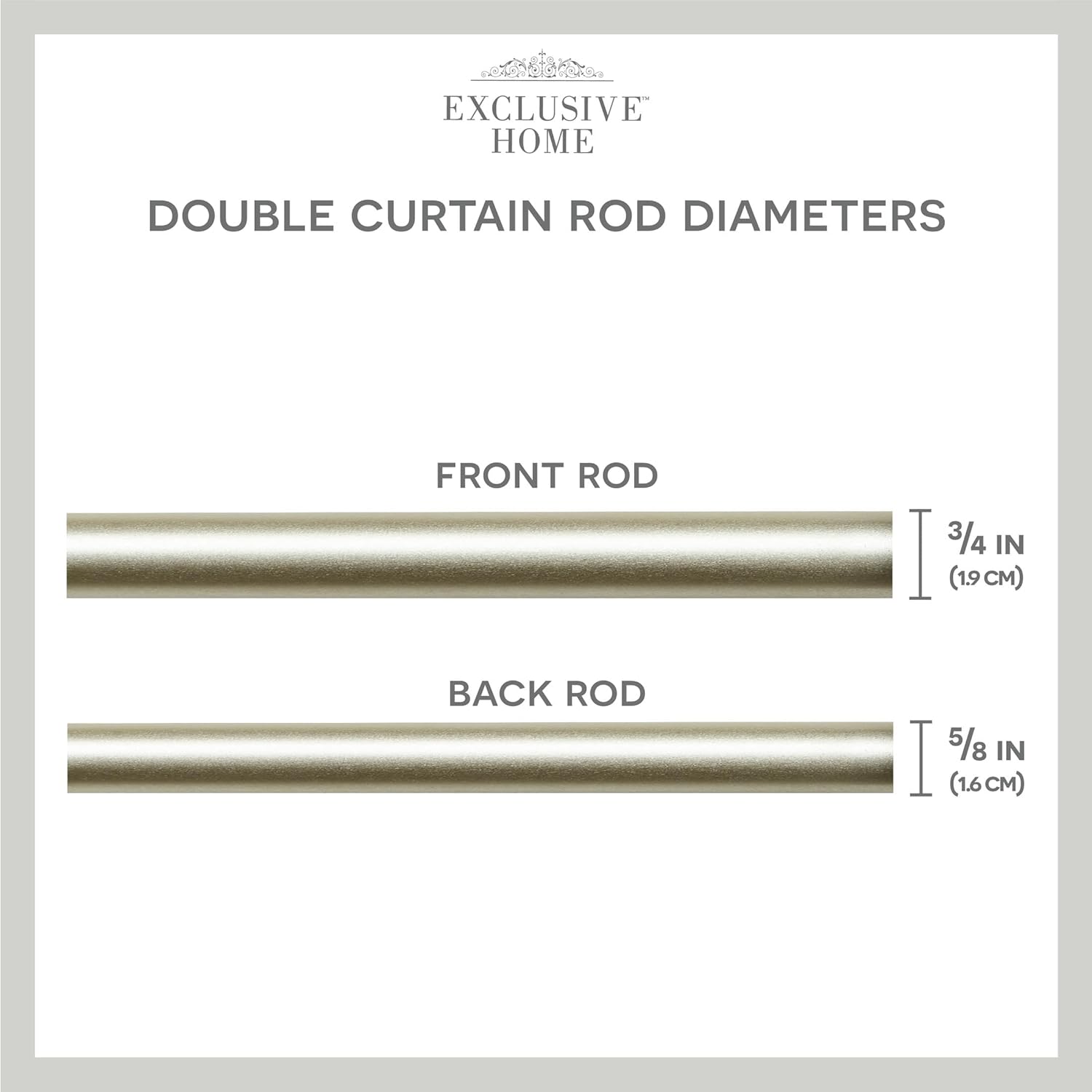 EXCLUSIVE HOME Crystal Ball Double Curtain Rod and Finial Set, Matte Silver, Adjustable 36"-72"