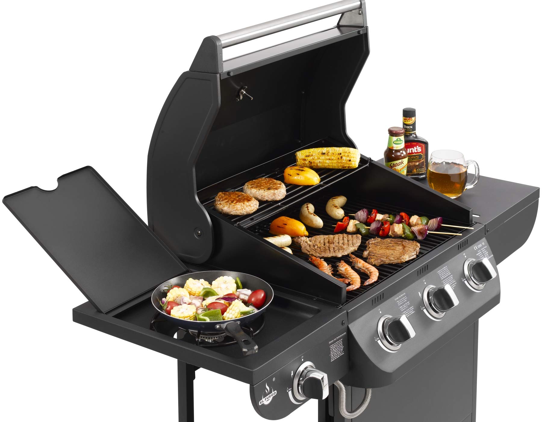 Fuego grill gazowy Columbus 3 + 1 palnik firmy EL Grill BBQ grill na kółkach, grill gazowy na kółkach